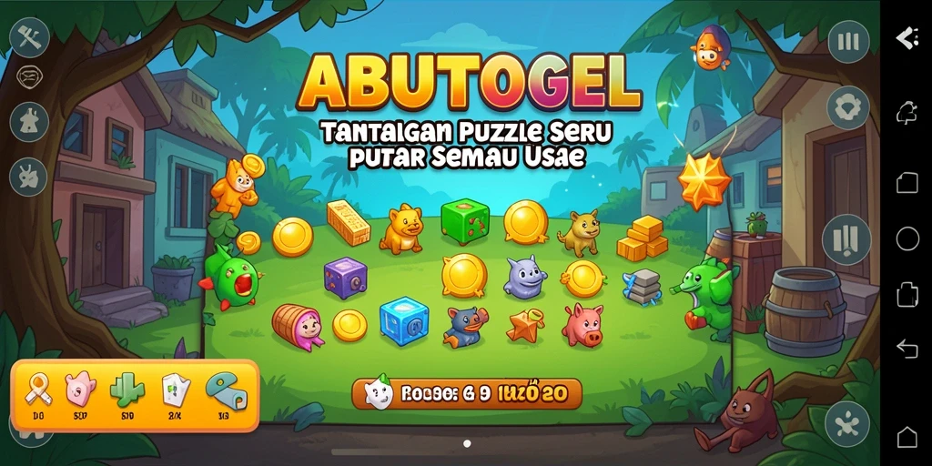 Tampilan gameplay seru ABUTOGEL dengan tantangan puzzle.