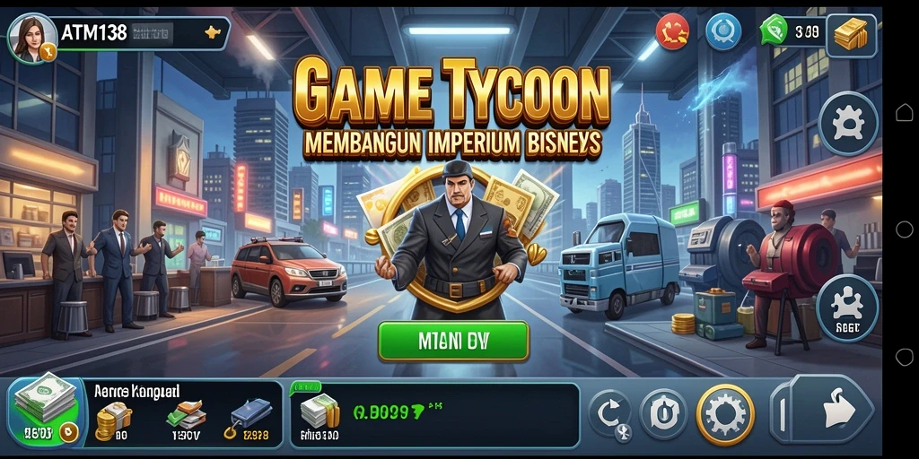 Screenshot ATM138 menampilkan gameplay Tycoon seru dan strategi bisnis.