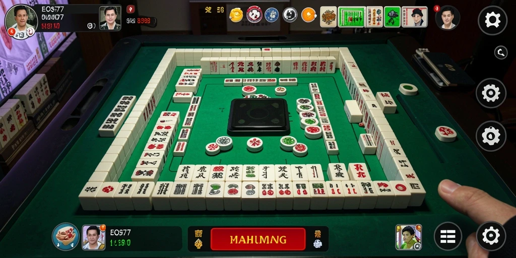 Screenshot menunjukkan gameplay menarik dan seru dari game Mahjong EOS77.