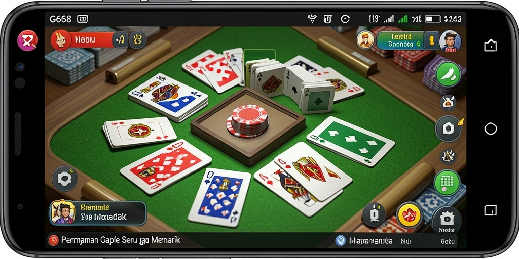Screenshot gameplay G668 menampilkan suasana bermain Gaple yang menyenangkan.