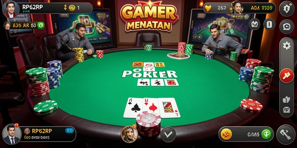 Tampilan gameplay Poker yang seru dan menarik di RP62RP.